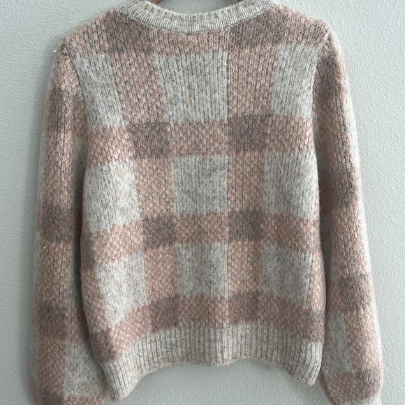 NWT Lulu's Vero Moda Diana Cream Multi Plaid Knit Pullover Sweater – Size Large - Picture 8 of 9